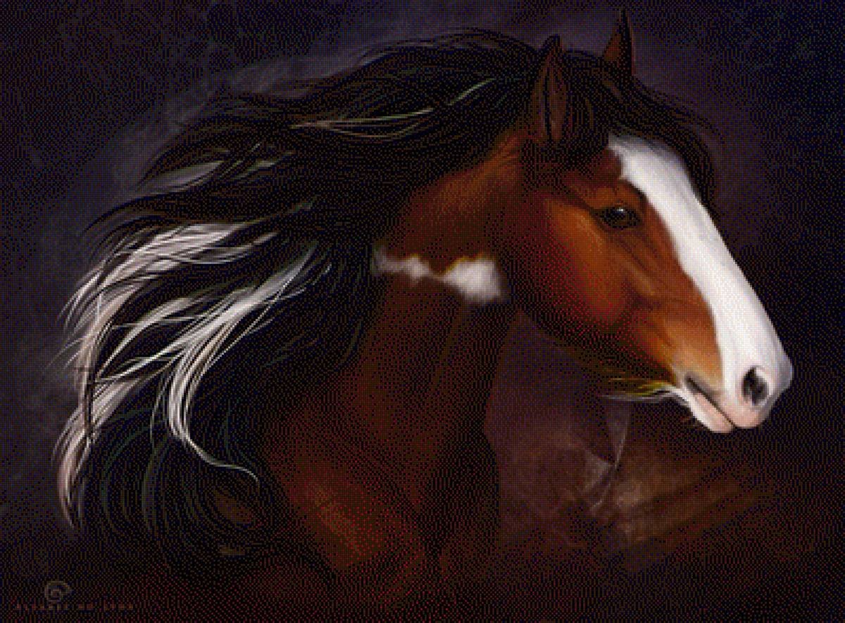 Лошадь красивая коричневая арт