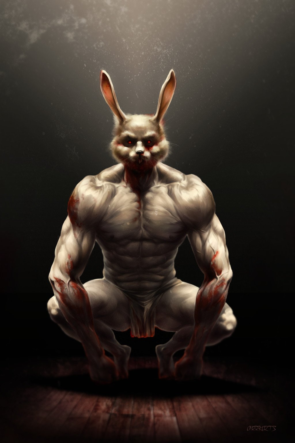 Мускулистый кролик арт