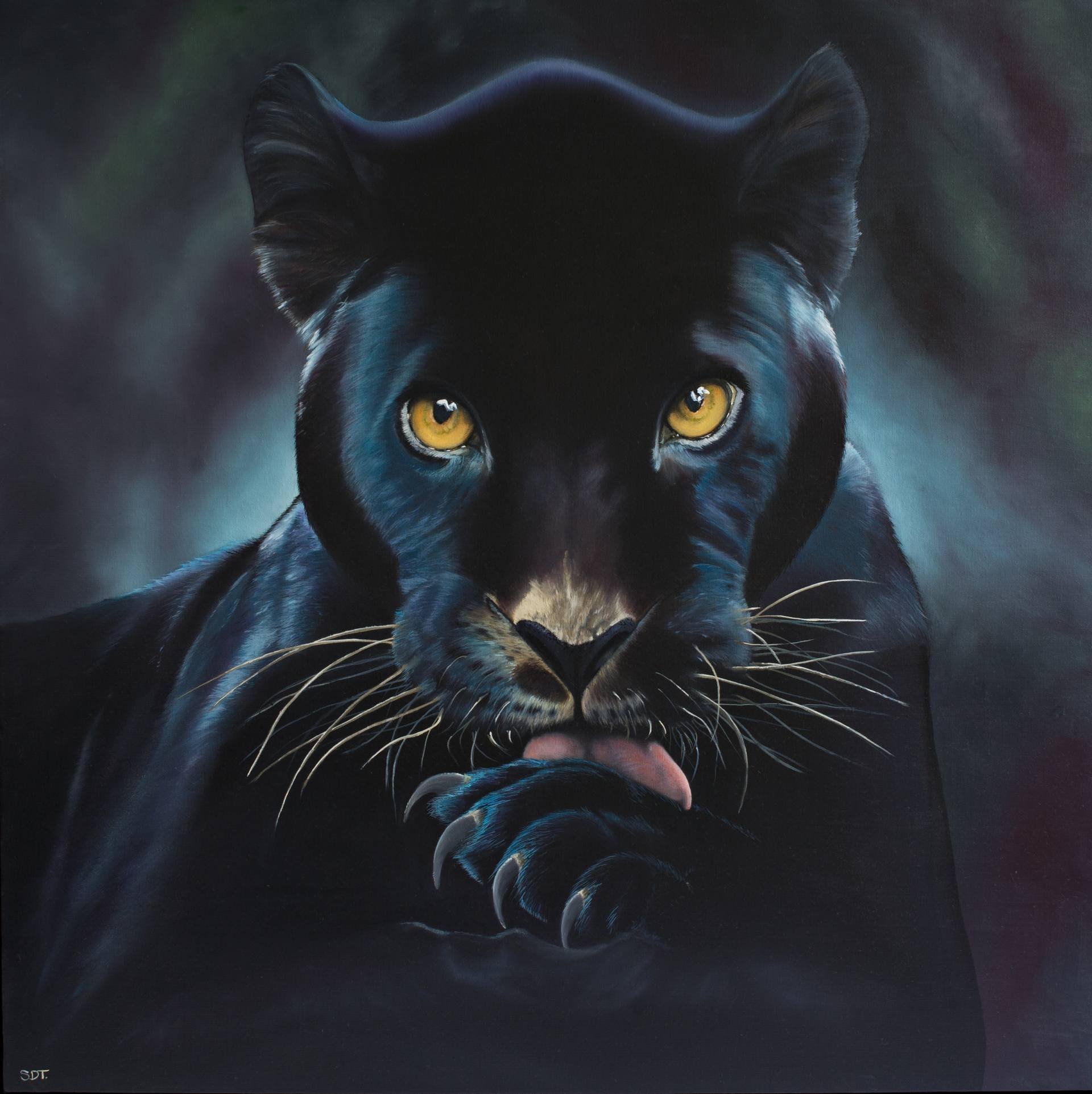 синий с черным цвет пантера арт