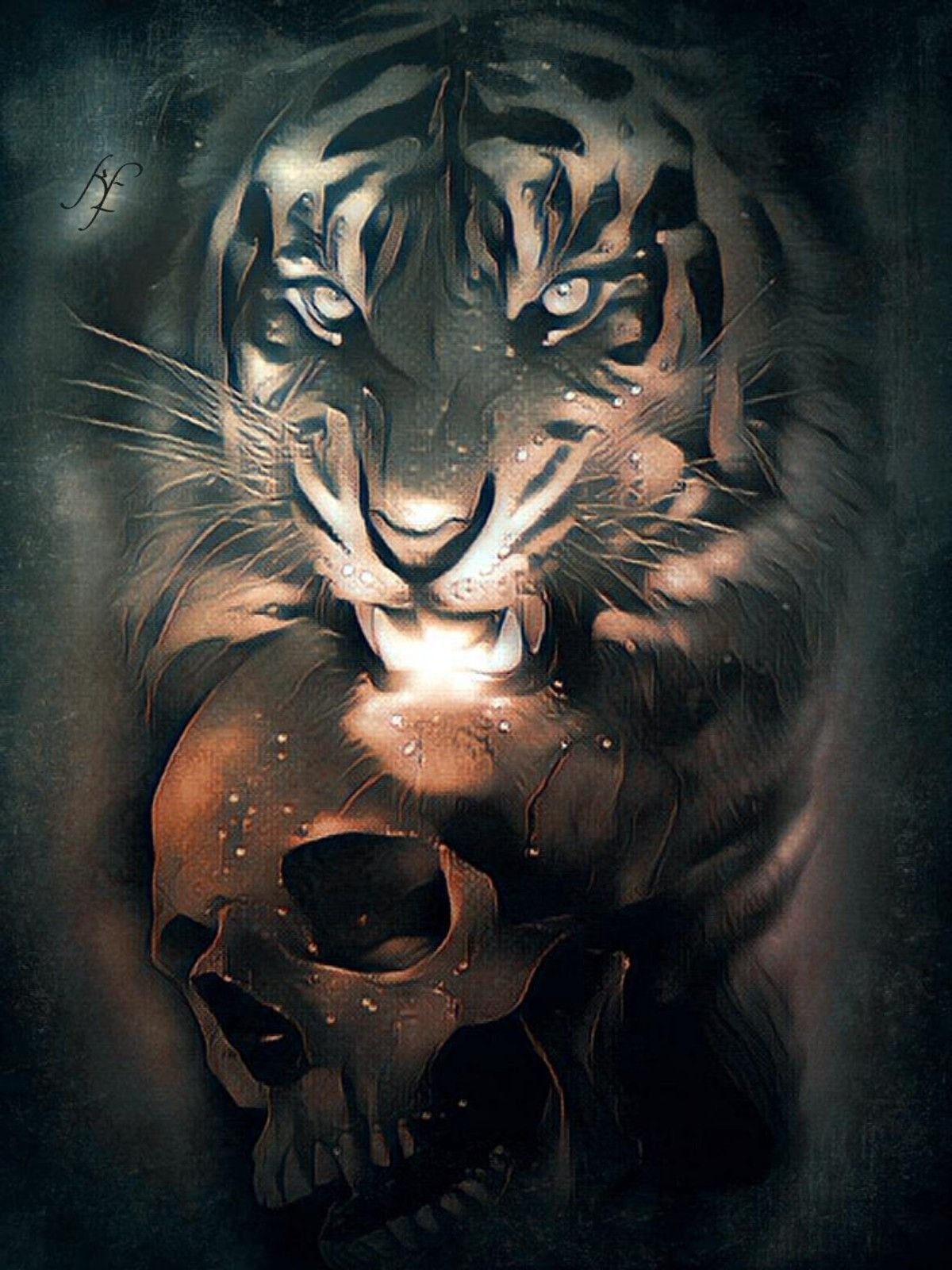 Череп тигра арт