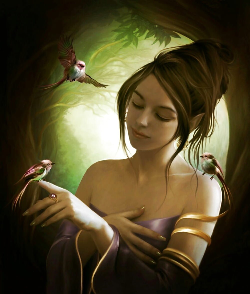 девушка с птицей в руках арт