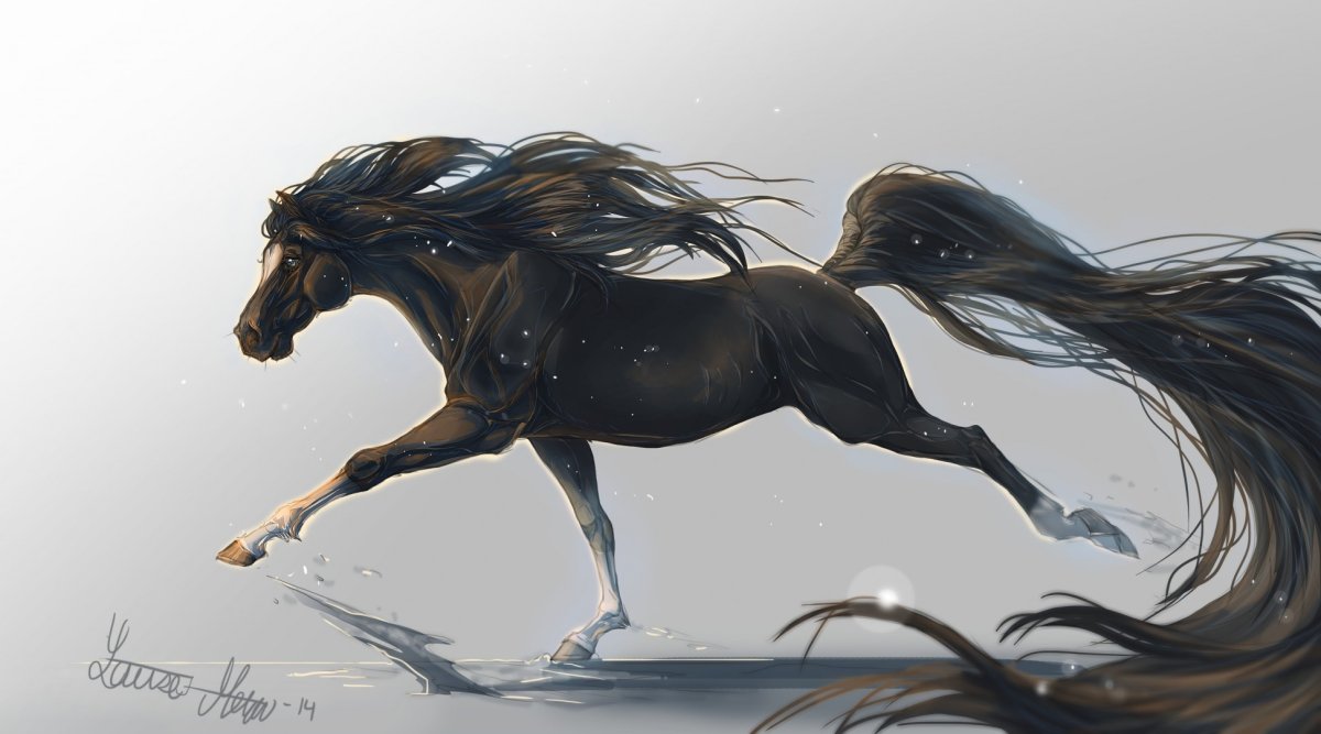 Конь с боку арт