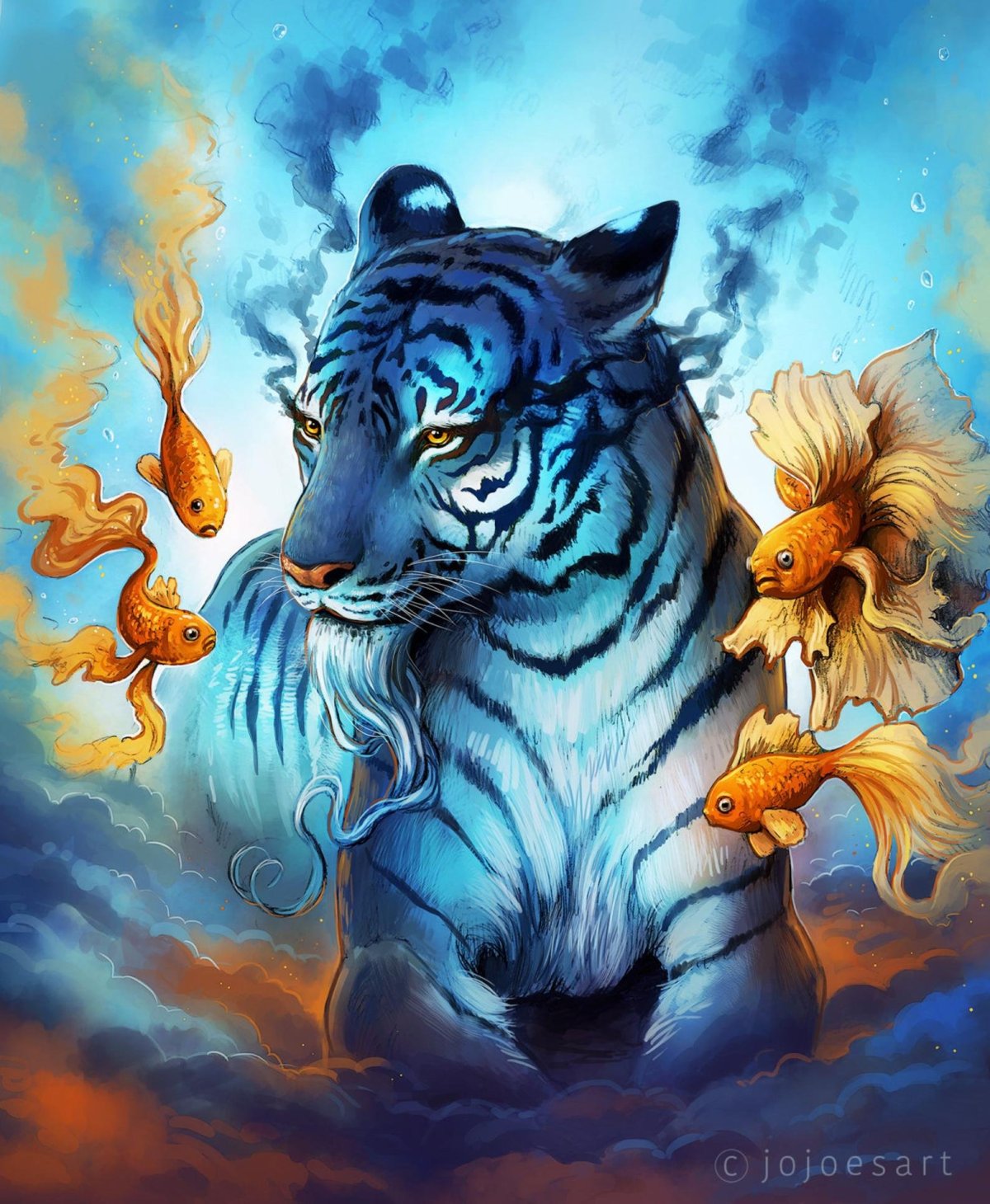 Синий огонь тигр арт