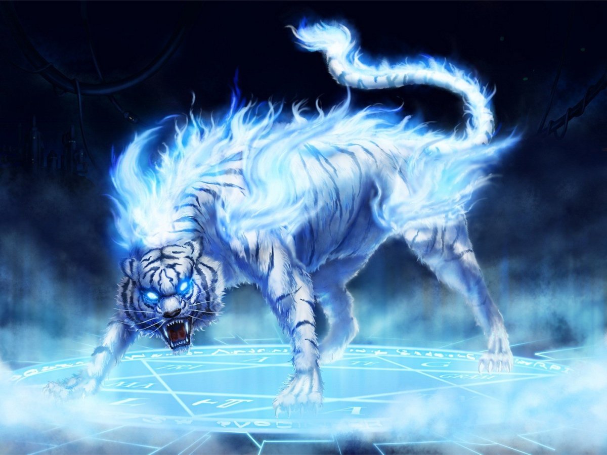 Тигр синее пламя арт