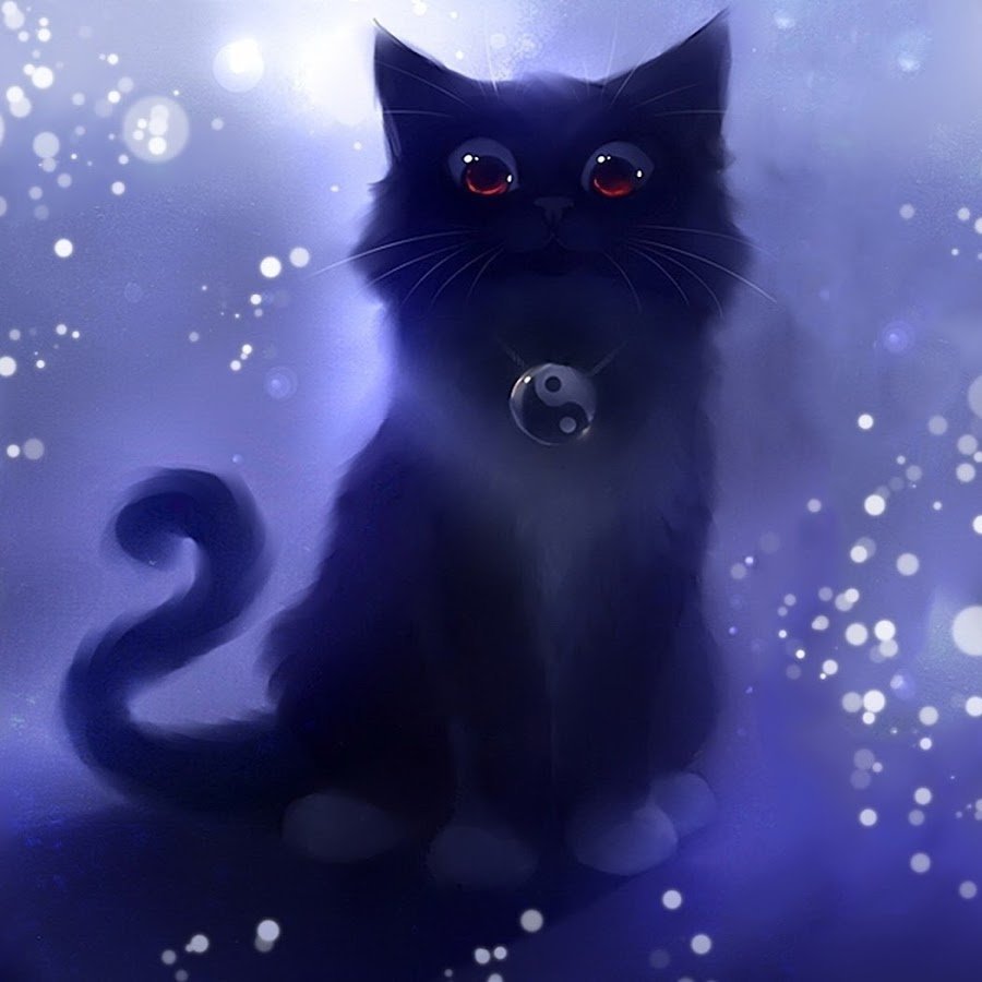Черный милый котик арт - 73 фото