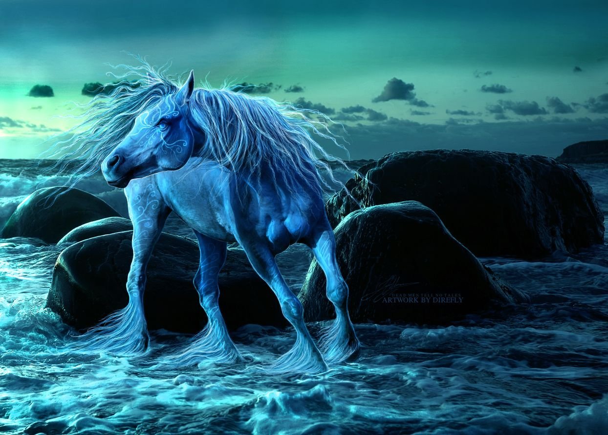 Водяная лошадь это. Келпи Единорог. Келпи лошадь. Пегас келпи. Келпи мифическая лошадь.