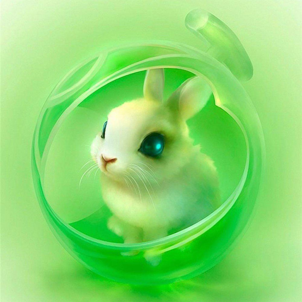 арт зеленого кролика