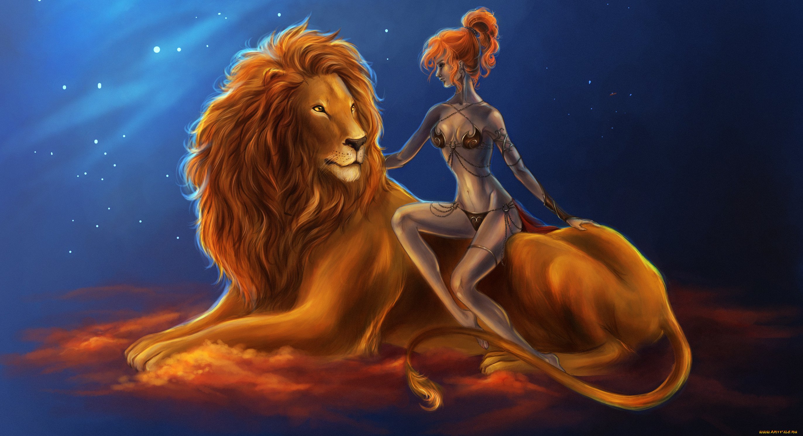 Картинка львица на голове у льва