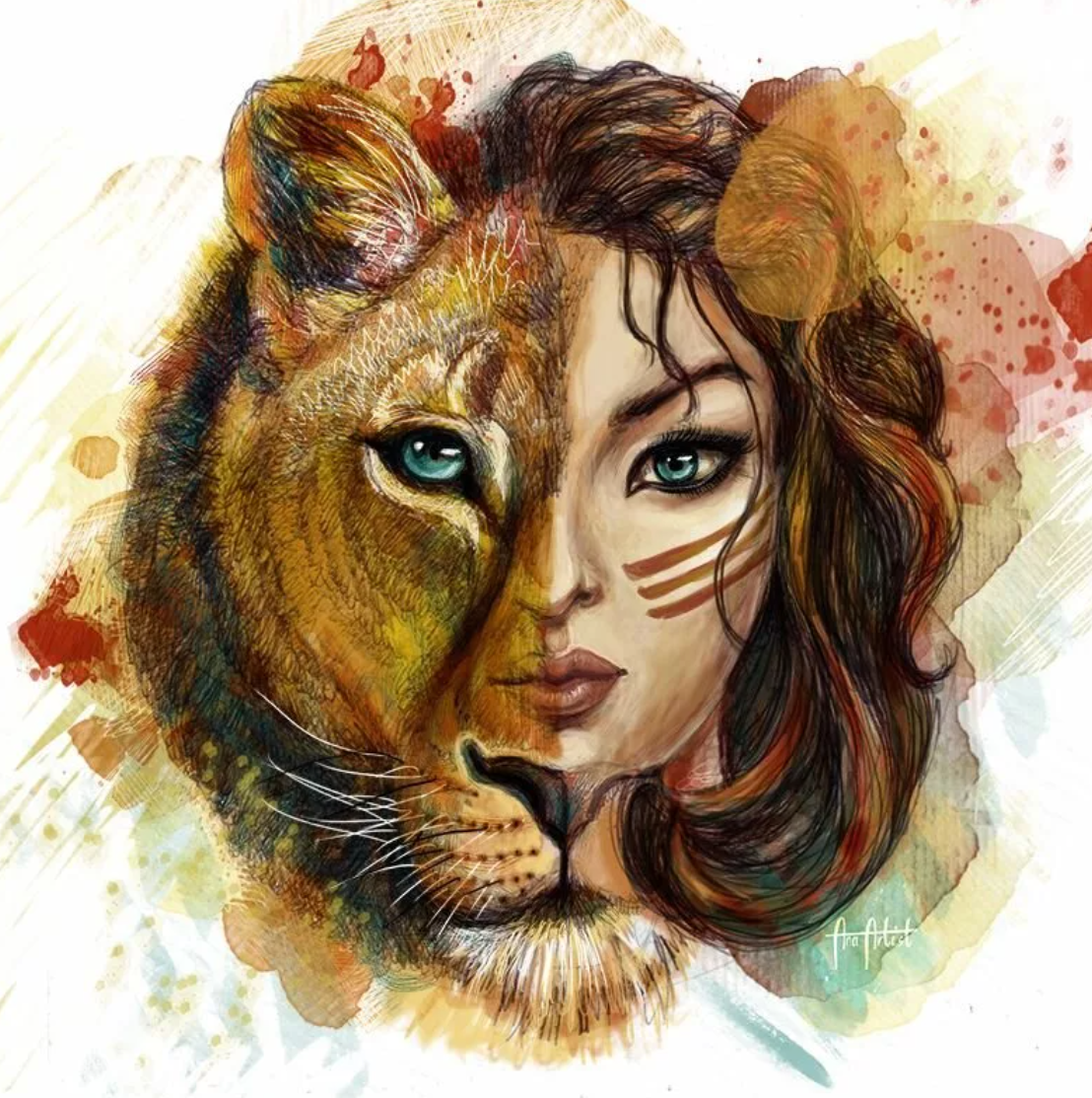 Лев и королева. Львица красивая женщина. Знак зодиака Лев девушка. Животные люди арт. Тигр арт.