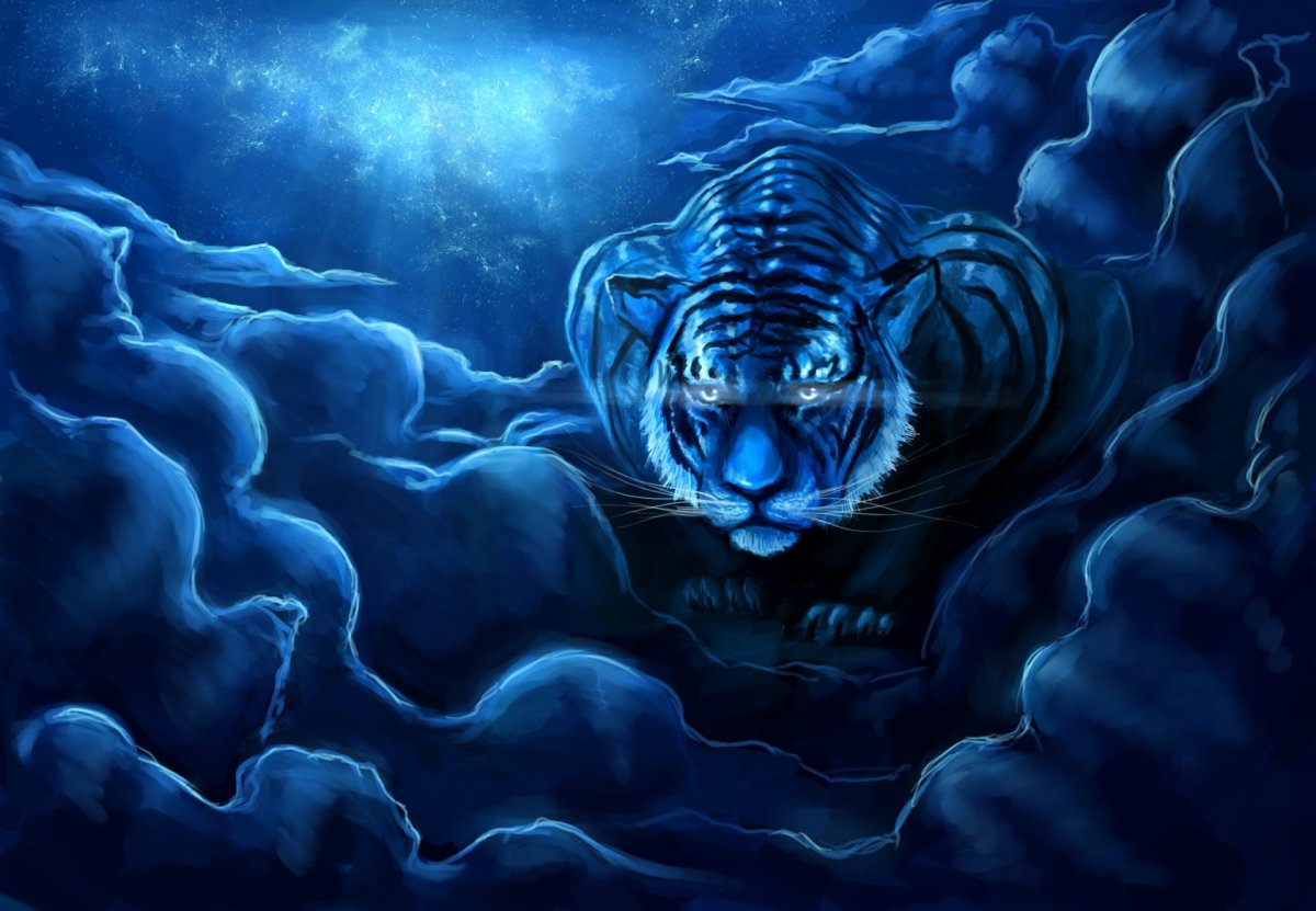 Тигрица в ночи арт - 60 фото