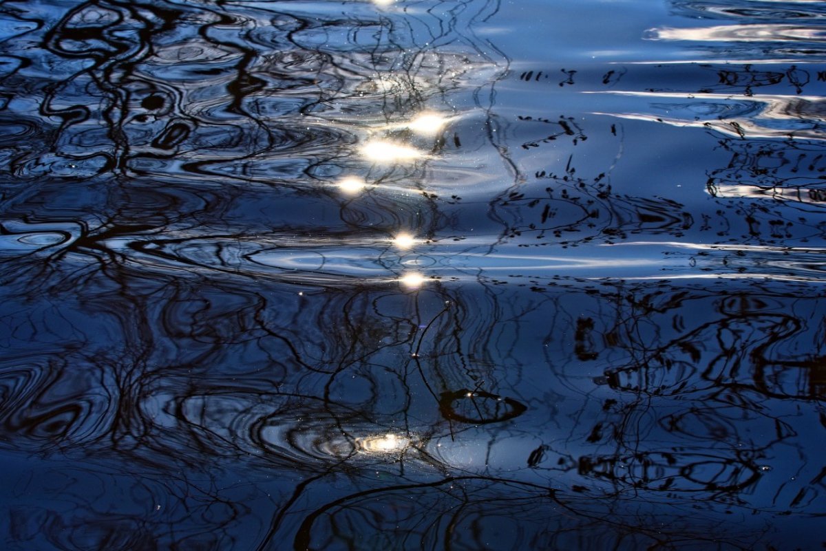 Зеркальная гладь воды. Отражение в воде. Блики на воде. Солнечные блики на воде.