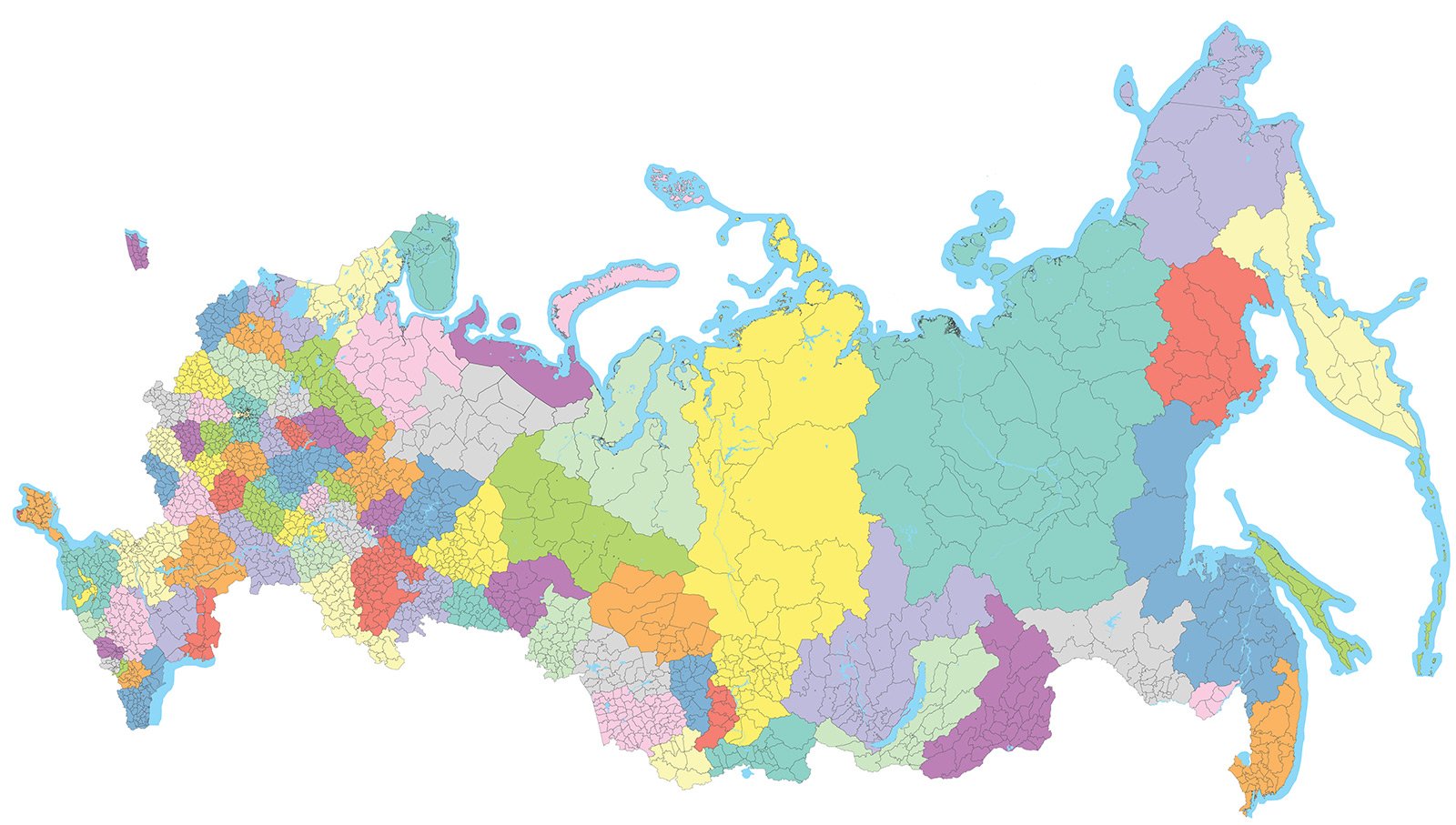 Карта россии по областям и регионам с городами