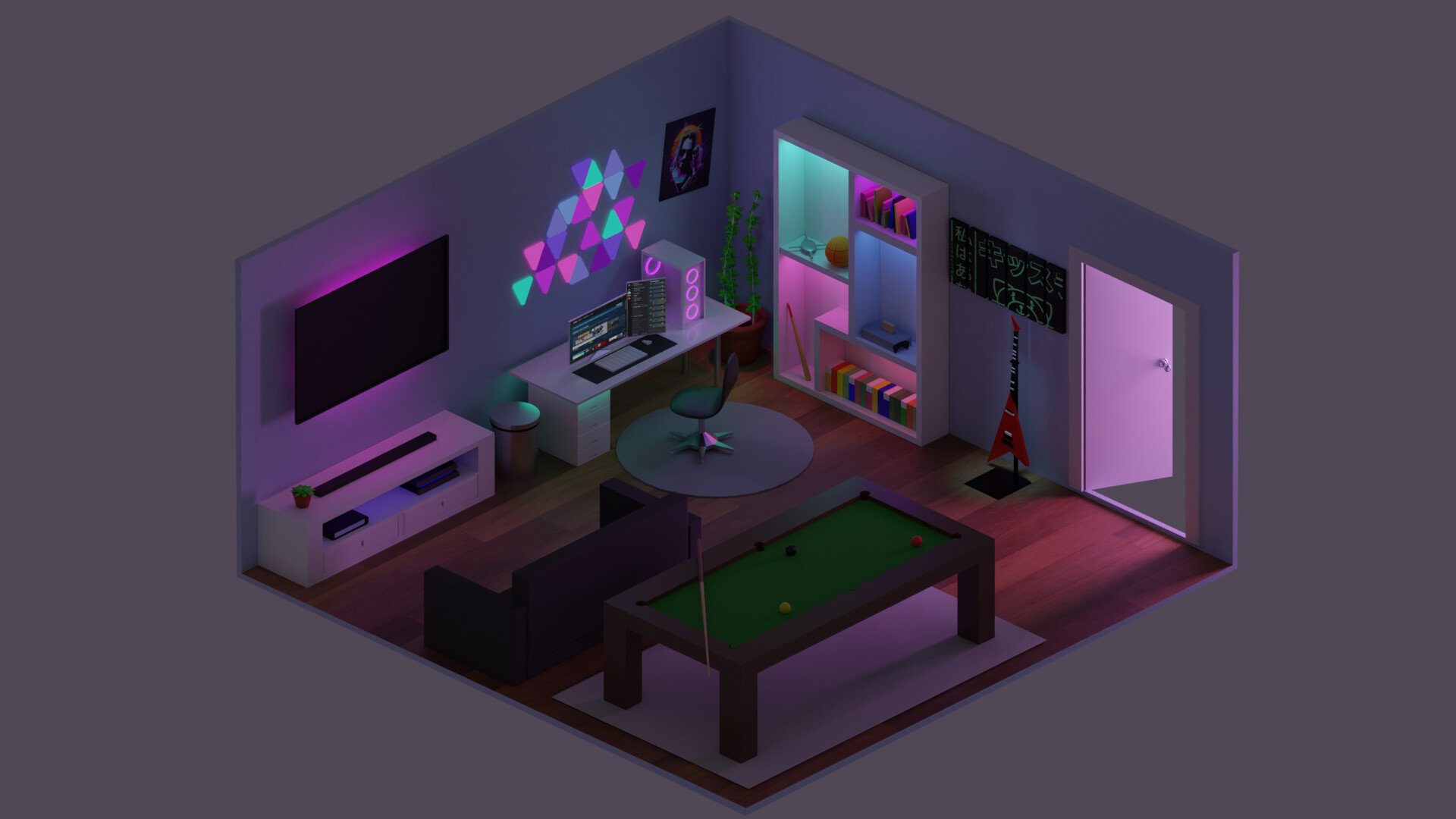 3d isometric Room гейминг