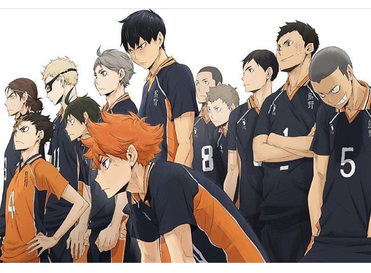 Haikyuu персонажи. Команда Карасуно волейбол.