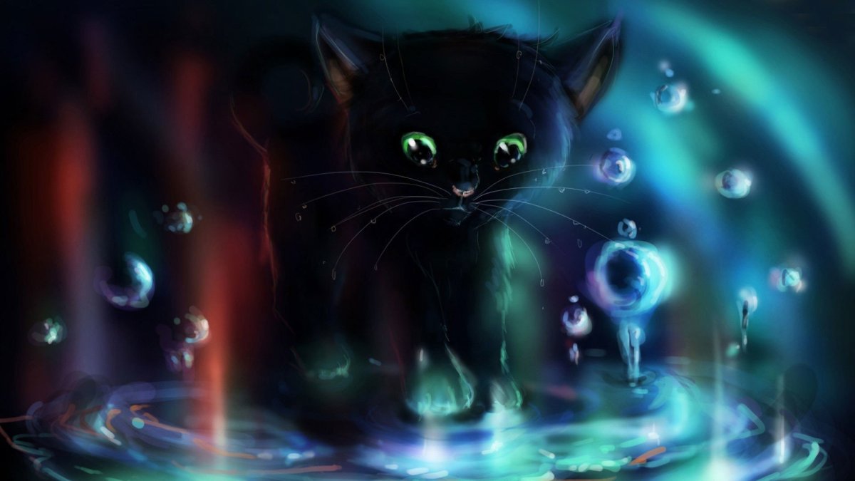 Черный кот арт магический
