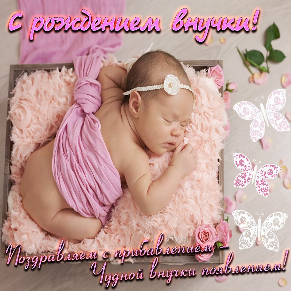 Красивые картинки С рождением внучки! (50 открыток)