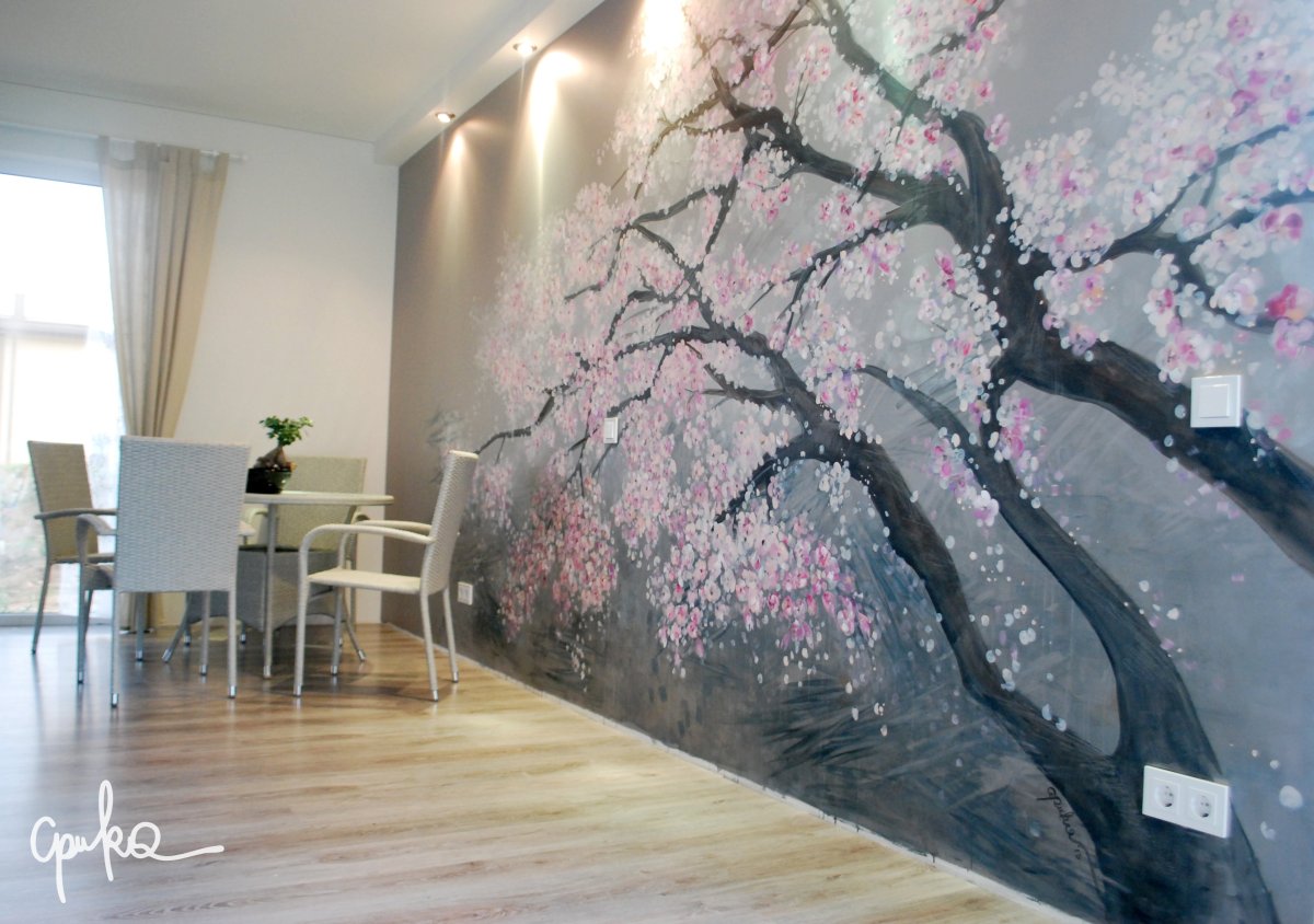 Сакура на стене - красивые фото