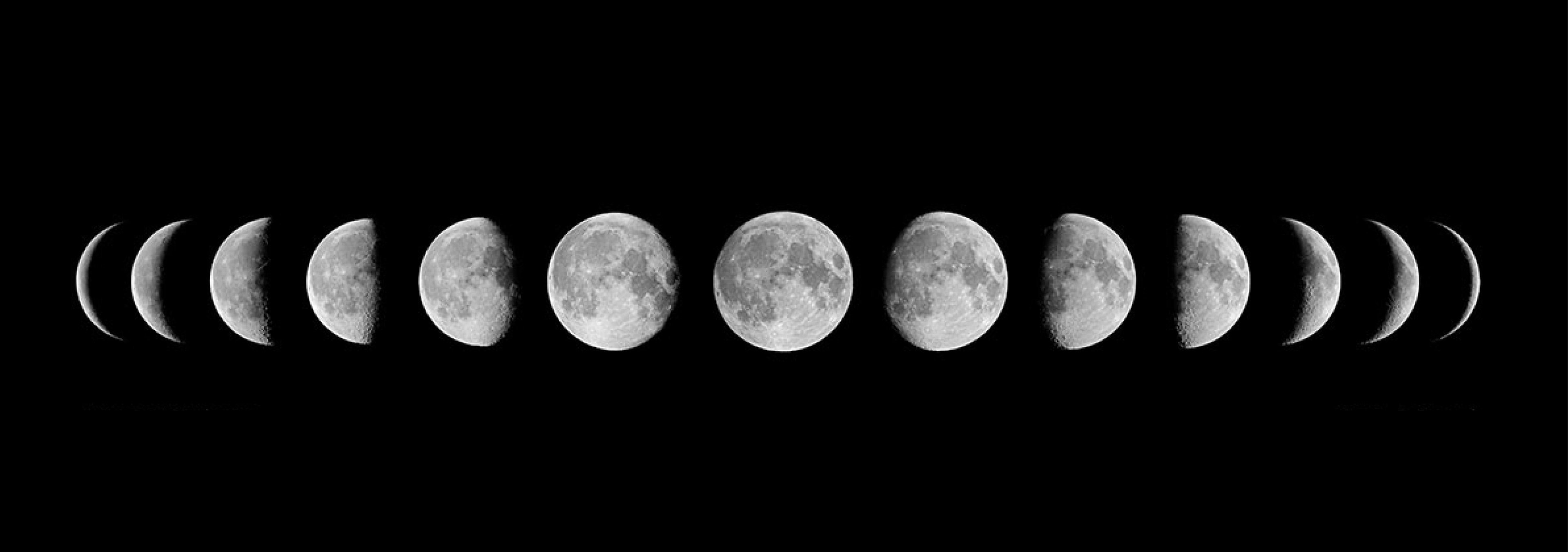 Moon states. Фазы Луны. Полный цикл Луны. 12 Фаз Луны. Разная Луна.