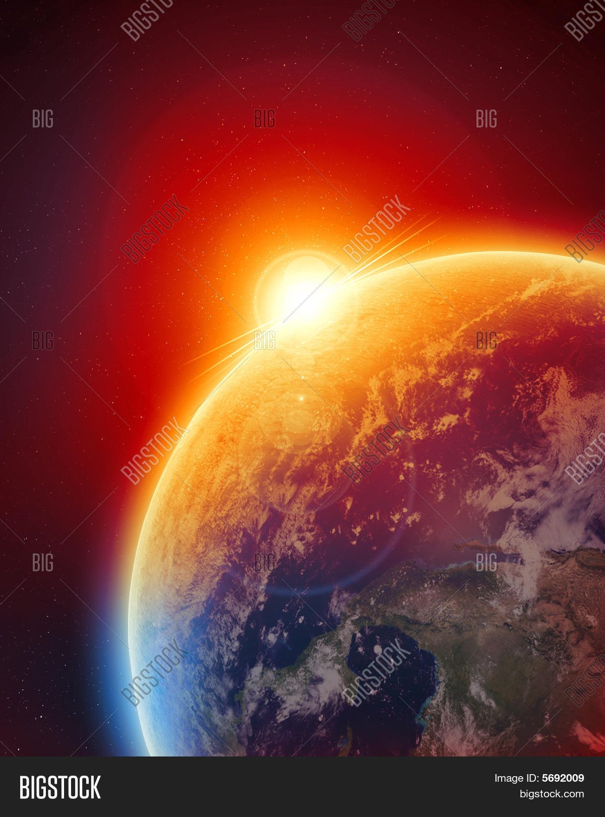 Земля и солнце из космоса