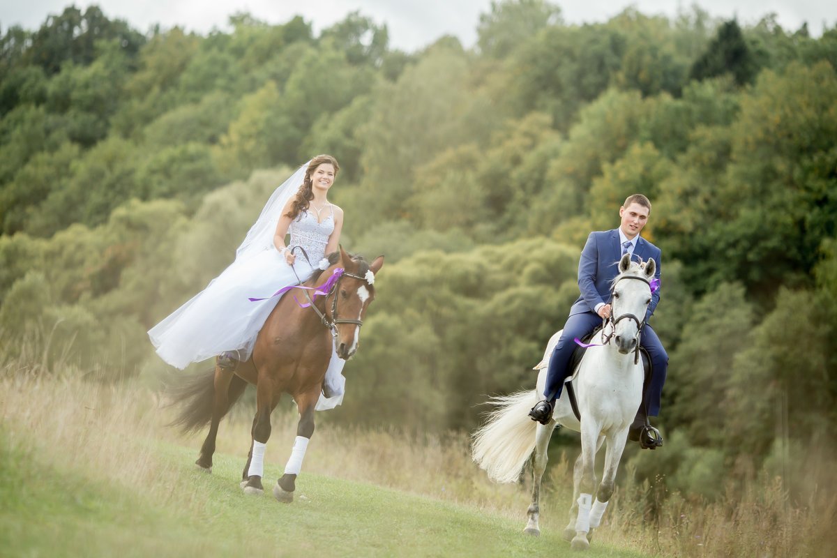 Свадьба верхом на лошади