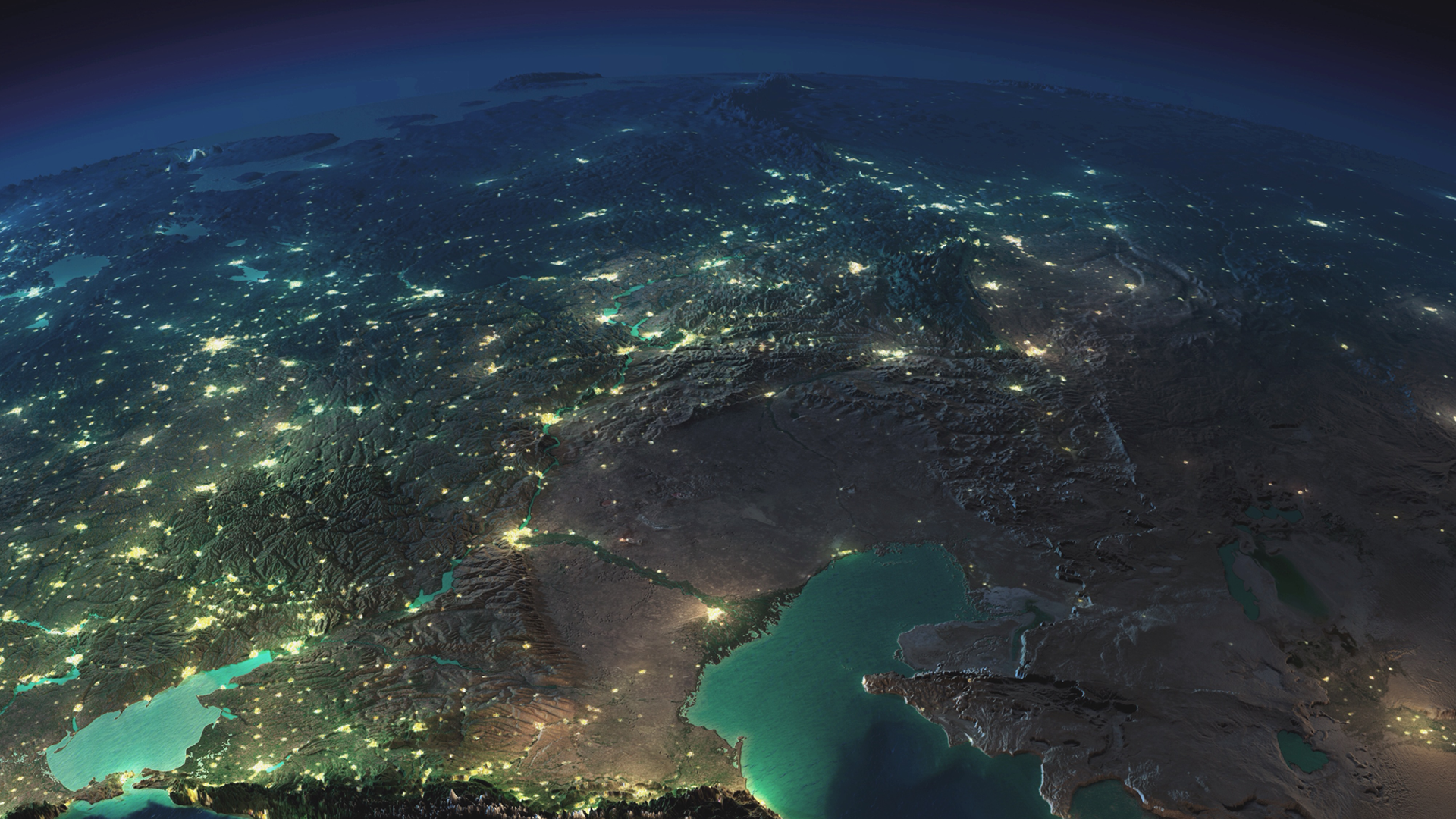 Ночи евразии. Каспийское море из космоса. Планета из космоса. Вид земли из космоса. Ночная земля из космоса.