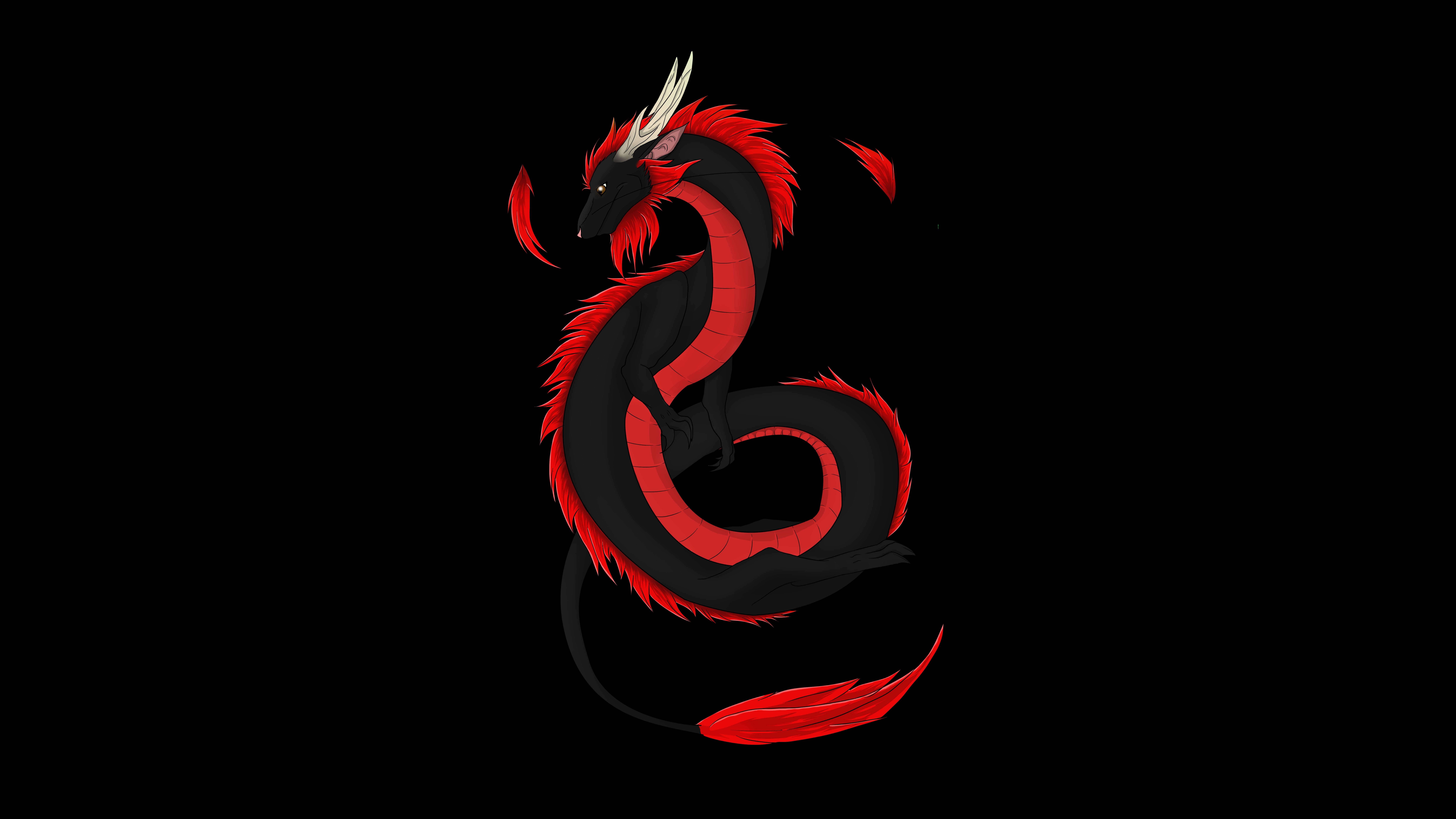 Красный дракон арт Минимализм - 61 фото
