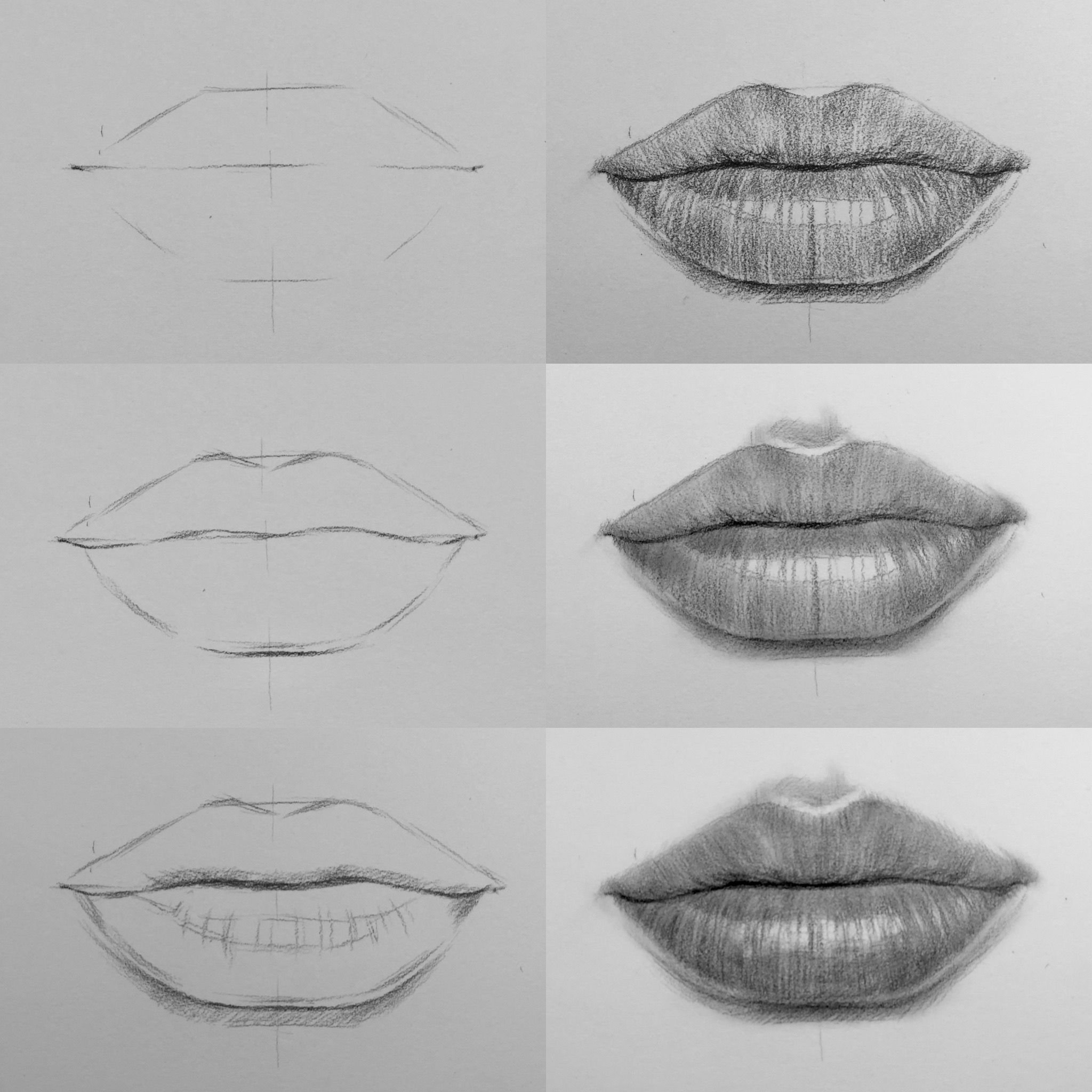 Как нарисовать губы поэтапно карандашом