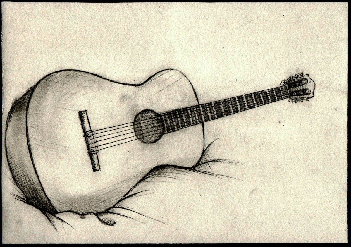 Девушка с гитарой рисунок для срисовки