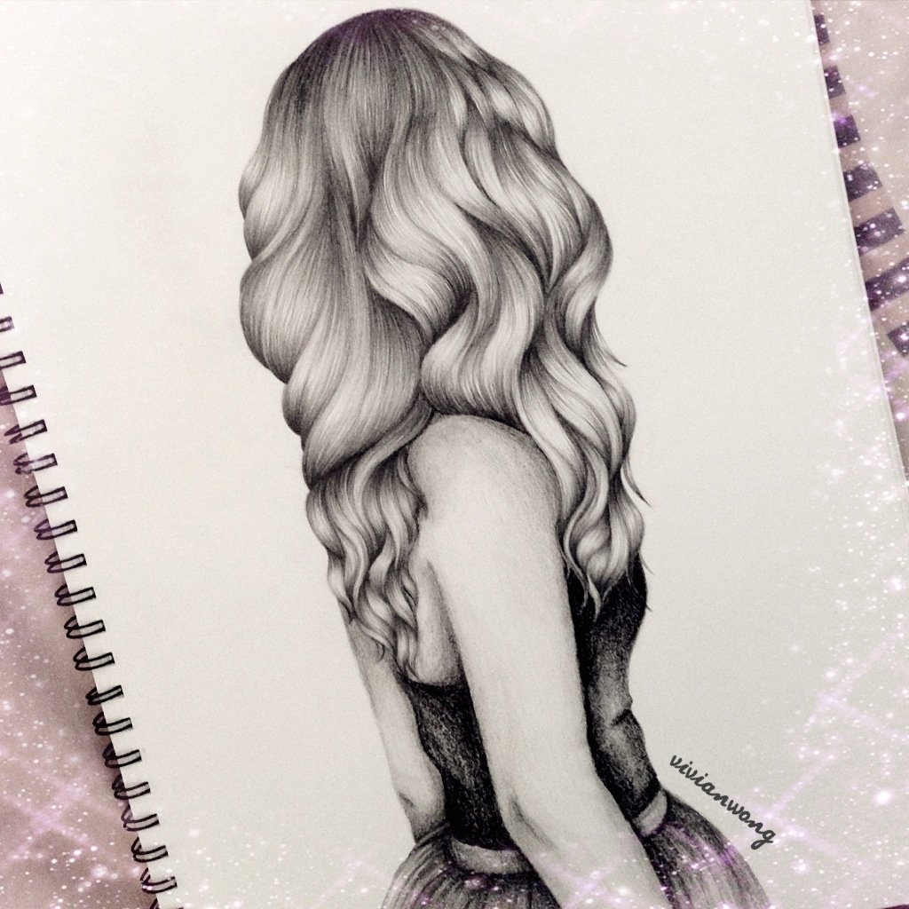 Рисунки карандашом девушки со спины