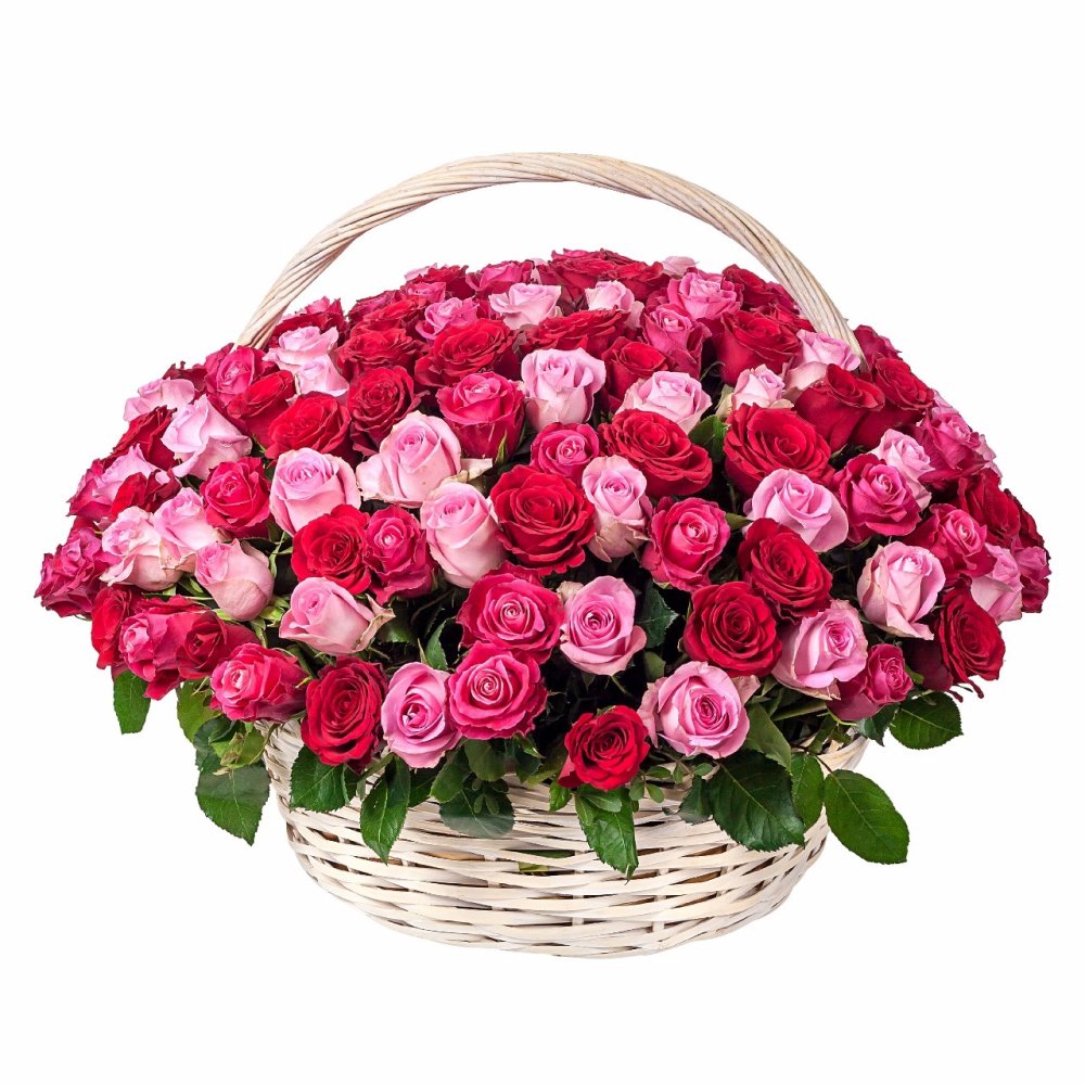 Шикарный букет роз в корзине - 79 фото