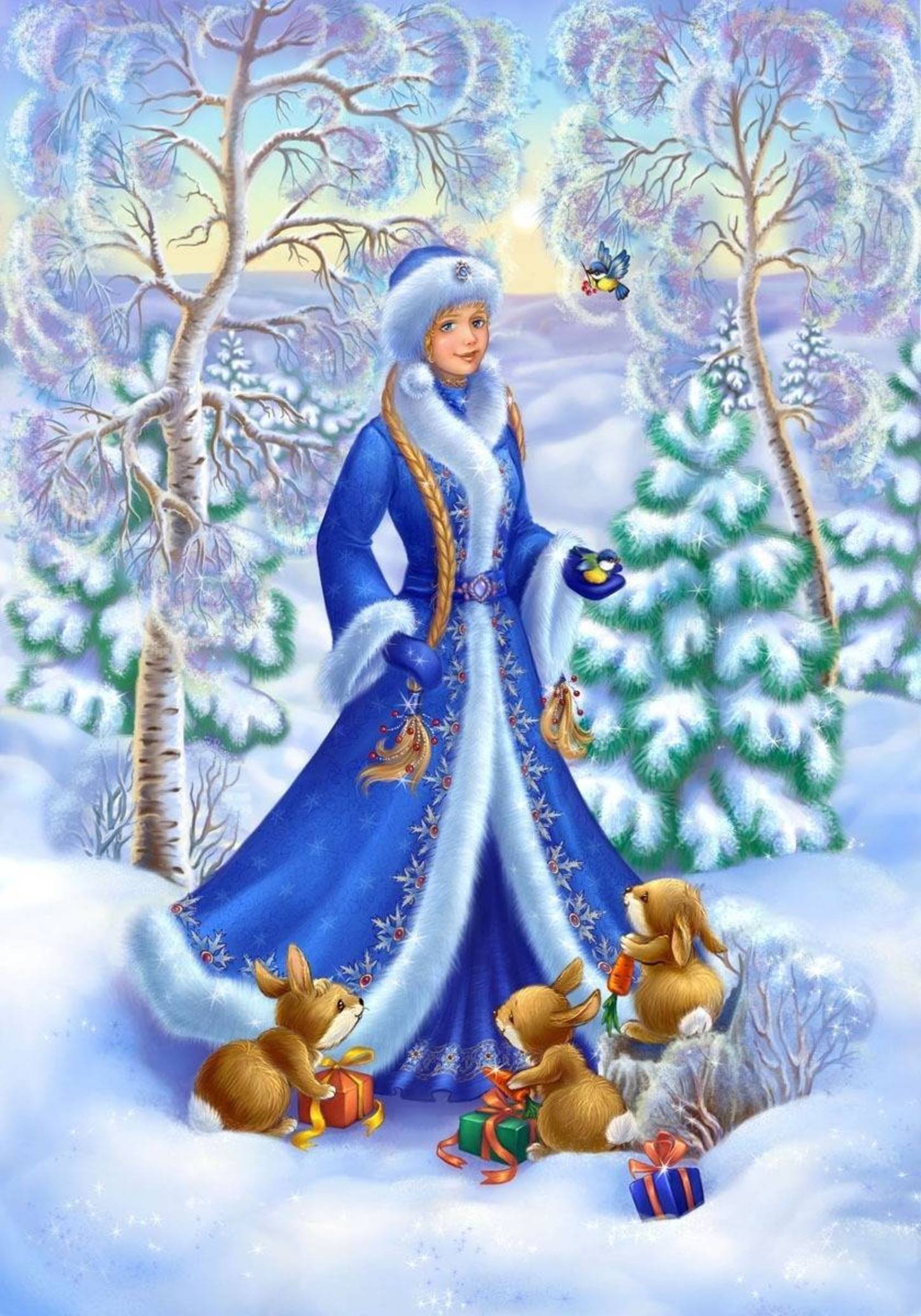 Идеи на тему «Снегурочка» (93) | новогодние открытки, рождественские иллюстрации, открытки
