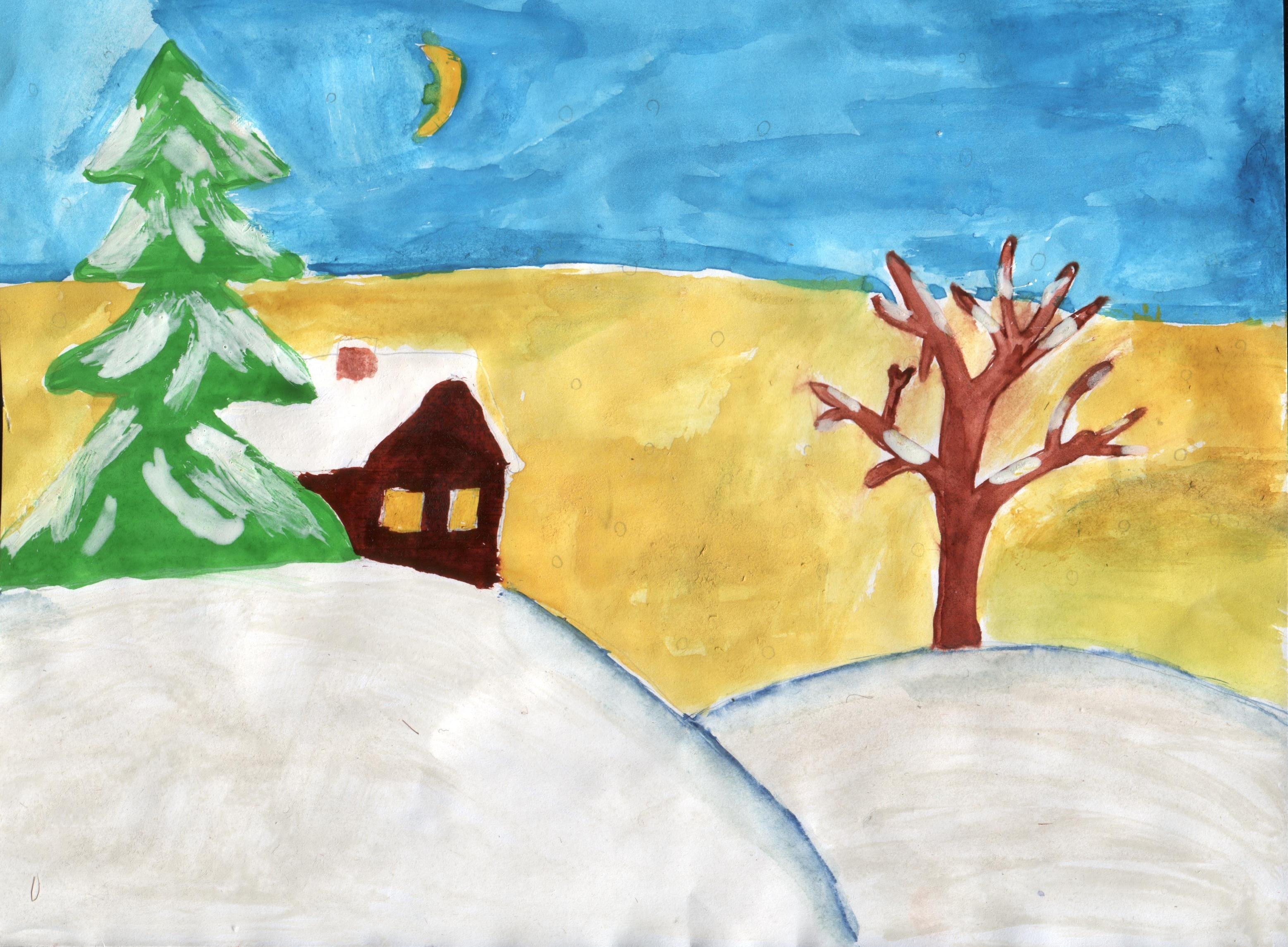Зимние картинки легко. Зимний пейзаж 1 класс. Зима рисунок. Зимний пейзаж рисунок. Рисование зимний пейзаж.