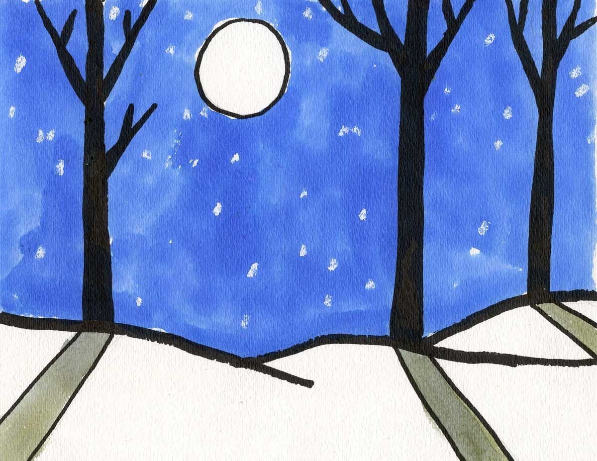 Легкие рисунки на тему зима