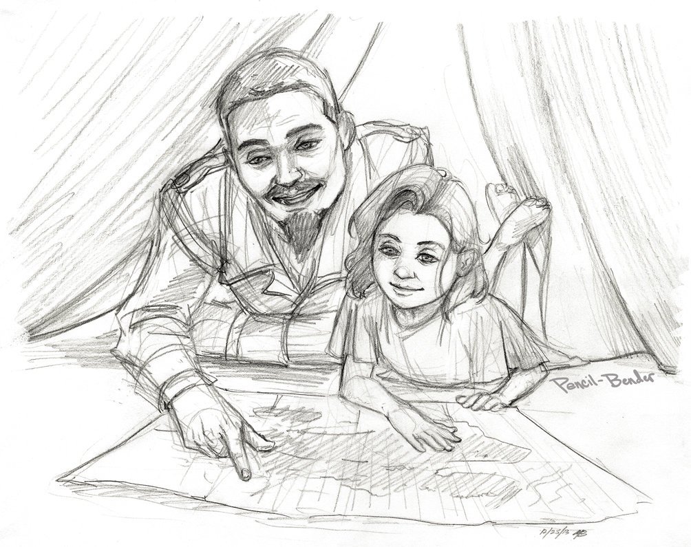 Рисунки карандашом папа и дочь (51 фото)