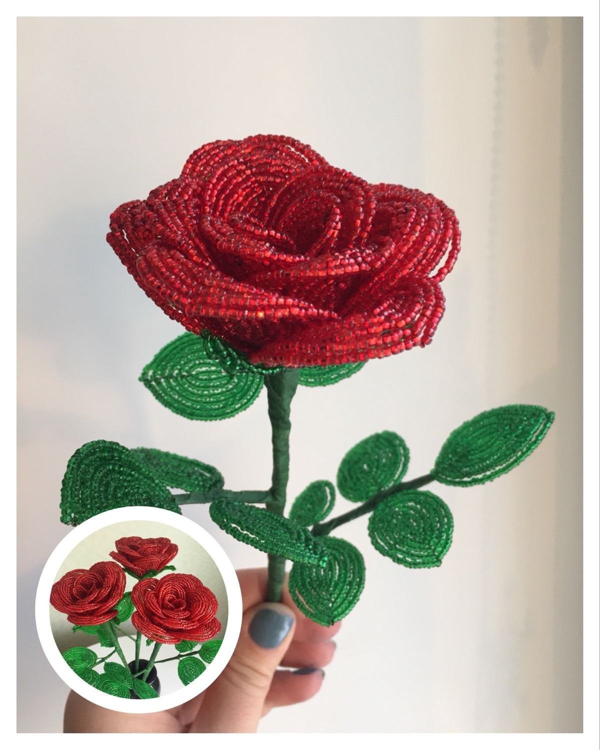 Плетение цветов розы из бисера