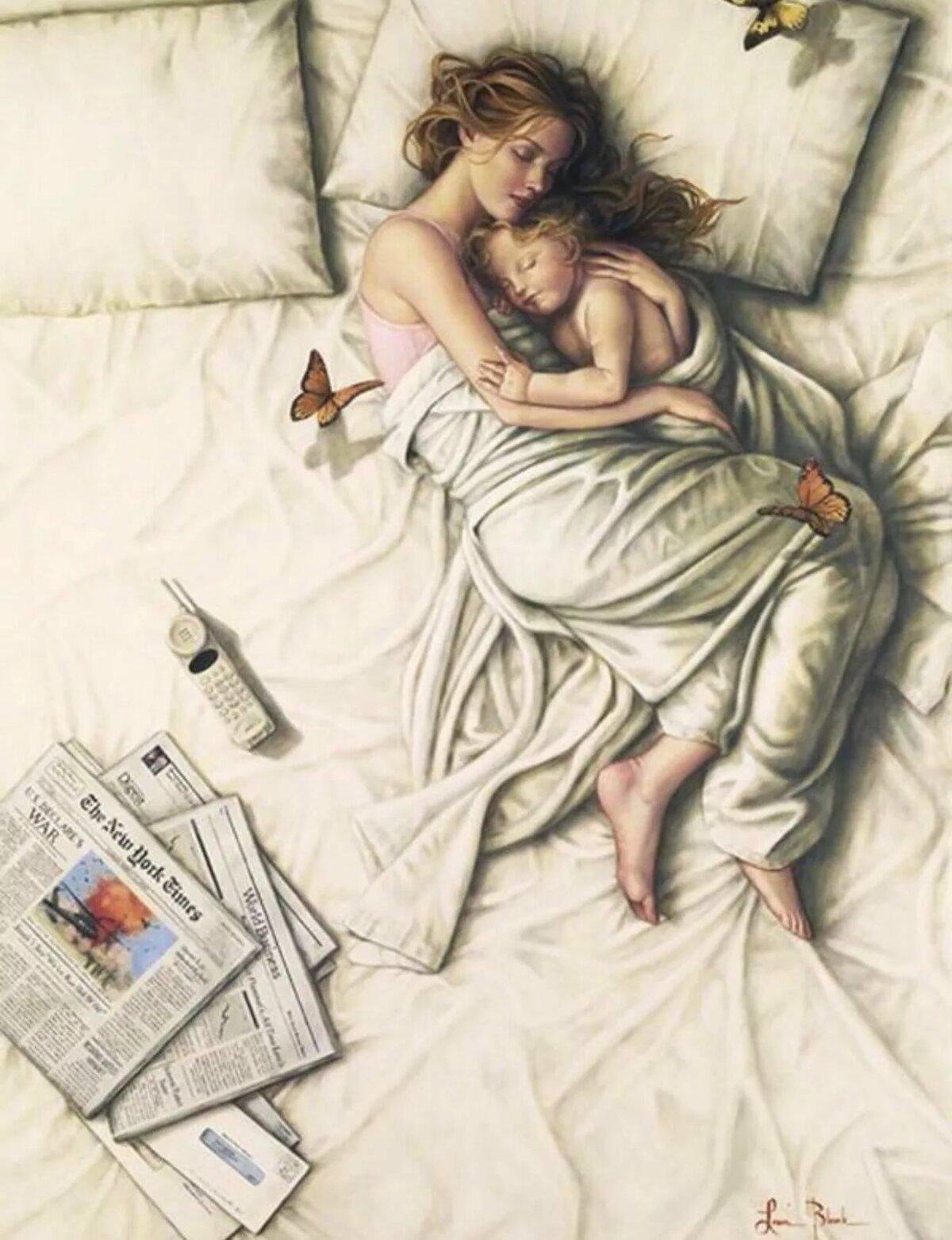 Спящие сын ретро. Художница Lauri blank. Сон иллюстрация. Сон в живописи. Картина женщина в постели.