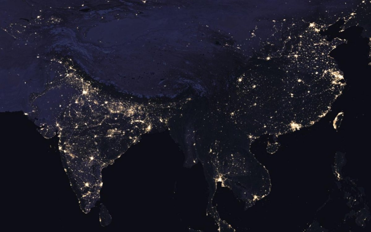 Индия из космоса ночью