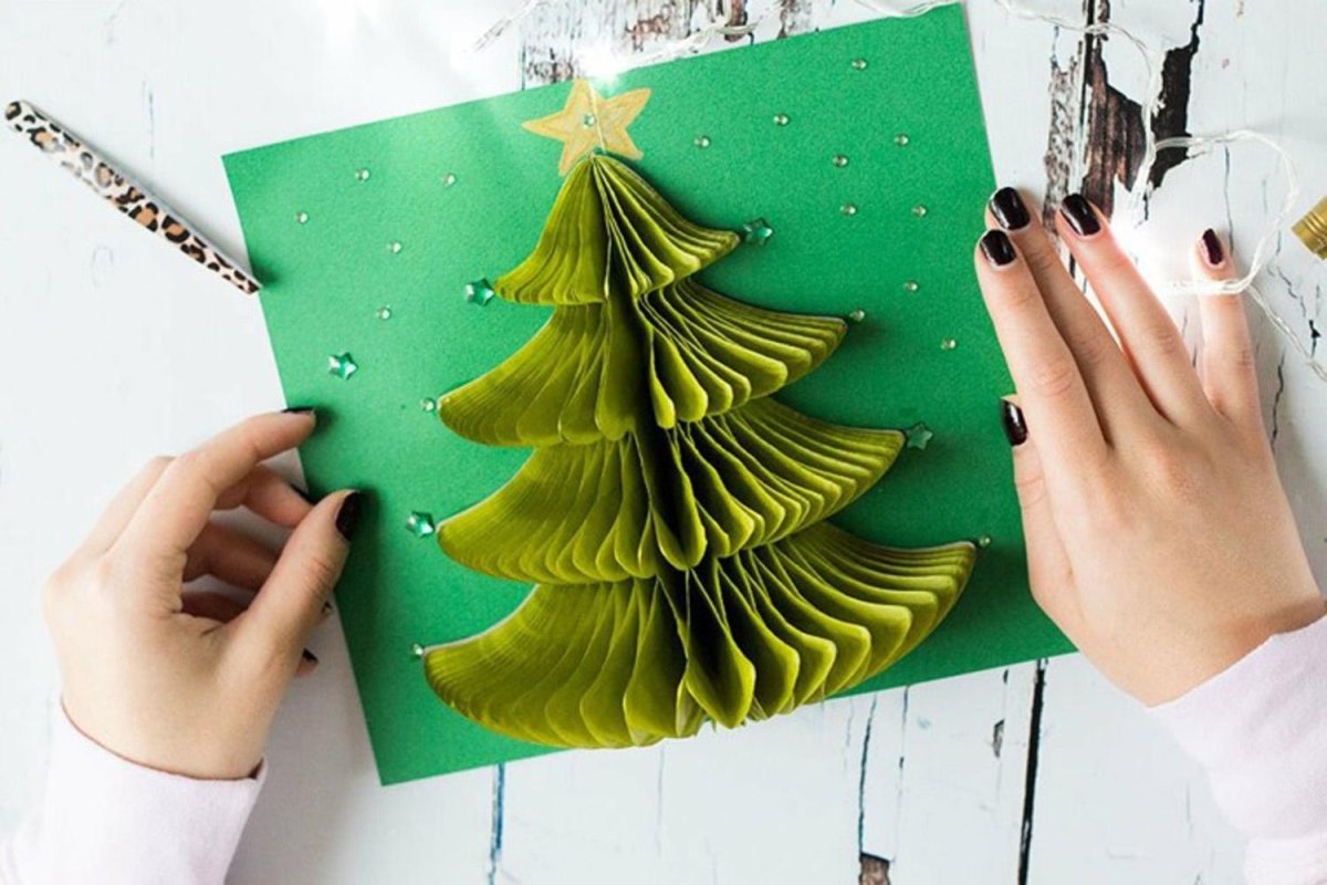 Поделка елка открытка своими руками - 79 фото