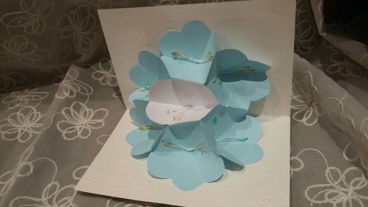 Как сделать открытку раскладушку или просто объемный цветок-подвеску