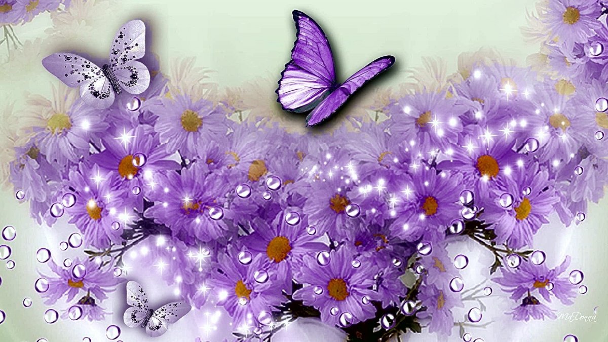 Открытка С Днем Рождения! Бабочка, цветы 29899 Цветной Мир