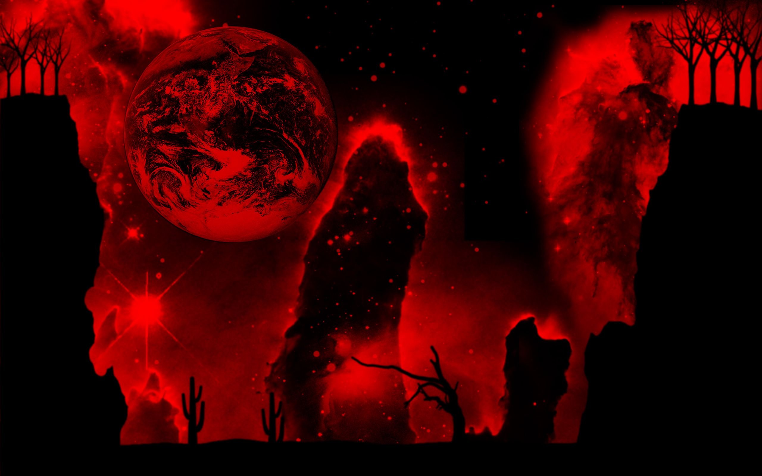 Есть кровавая ночь. Красная Луна. Кровавая Луна. Красный ад.