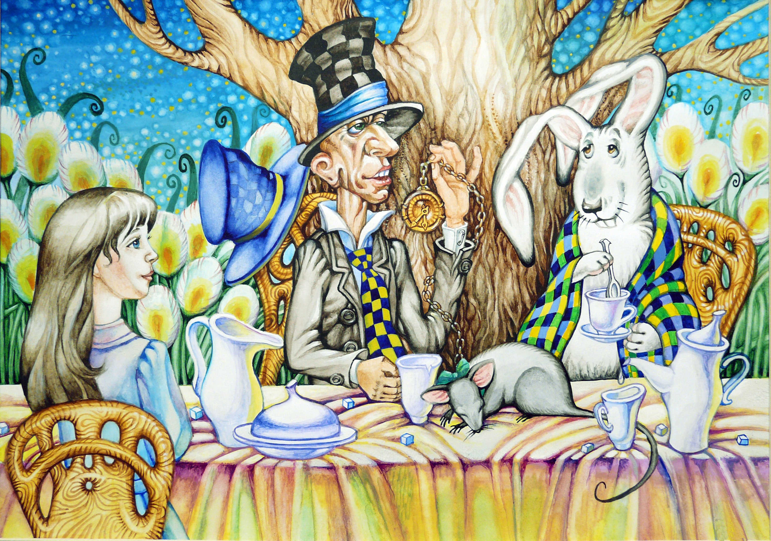 В стране чудес слушать по главам. Алиса в стране чудес иллюстрации Льюиса Кэрролла. Льюис Кэрролл безумное чаепитие. Алиса в стране чудес чаепитие у Шляпника. Безумное чаепитие Алиса в стране чудес.