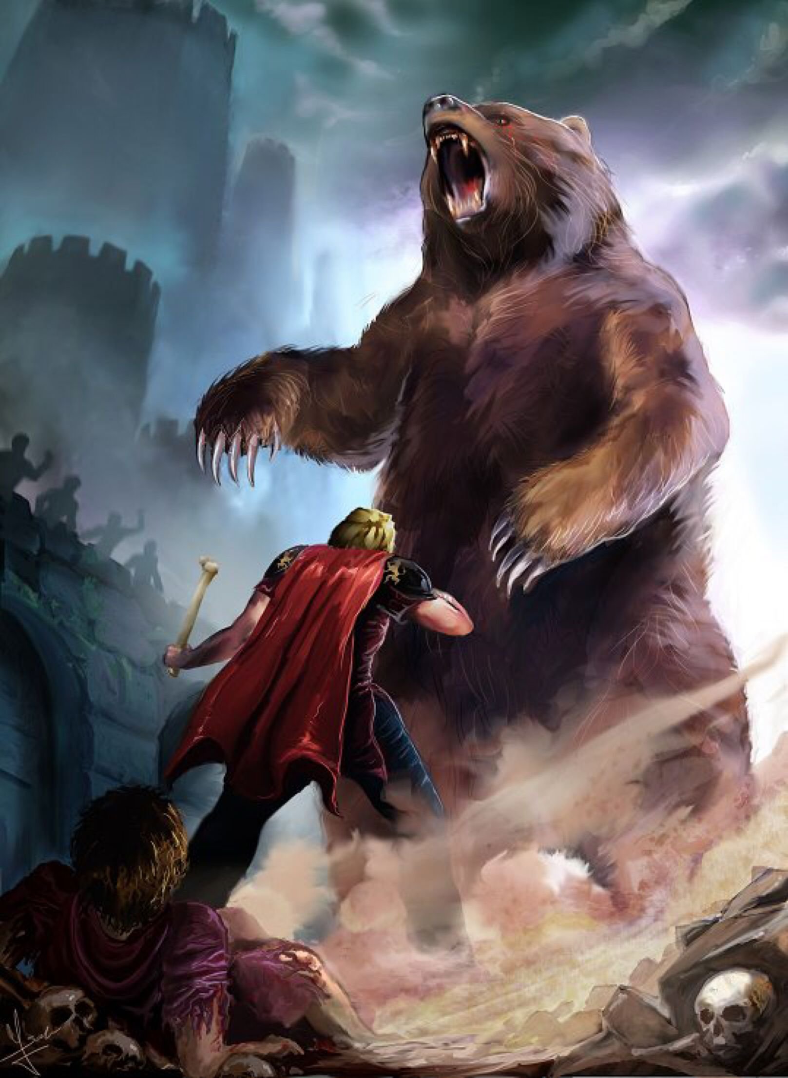 Схватка с медведем. Джейме Ланнистер с медведем. Гвинт Разъяренный медведь. Медведь фэнтези.