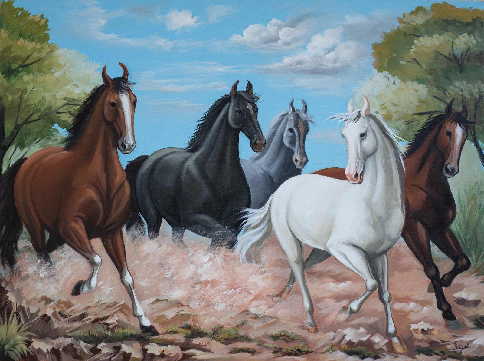 Лошадка на 7. Спартако Ломбардо лошади. Картина лошади. Табун лошадей. Табун лошадей картина.