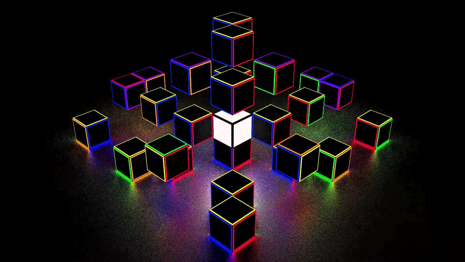 Cubes vs. Кубик Рубика 3d. Разноцветные кубики. Красивые кубики. Неоновые кубики.