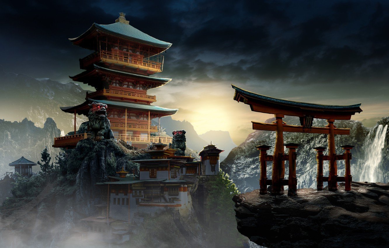 Японский храм фон - 34 фото