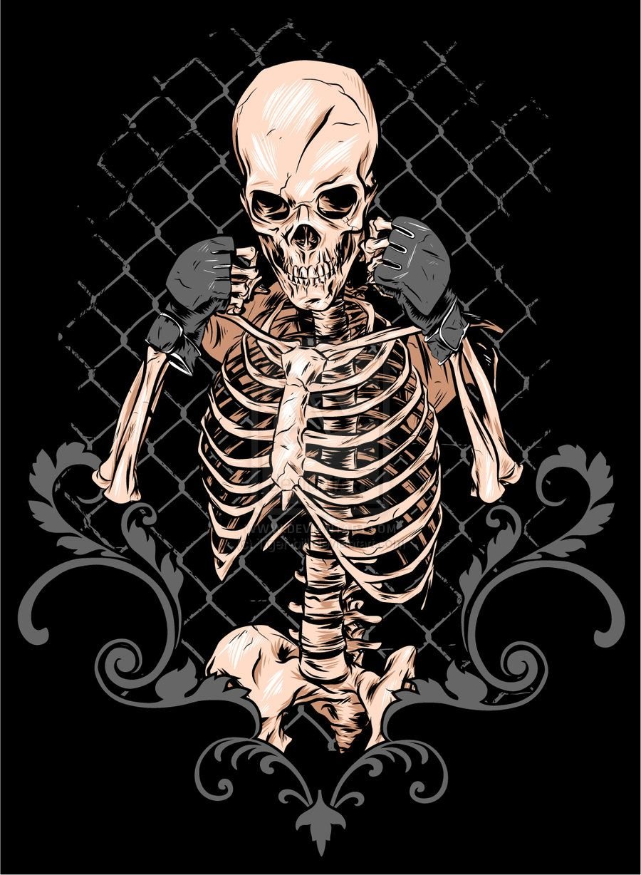 Скелет на черном фоне арт