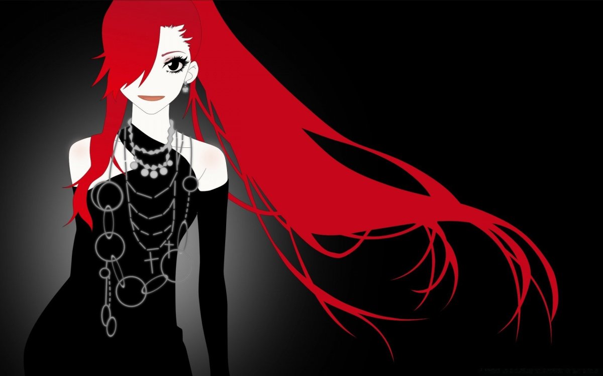 Черно красные волосы аниме