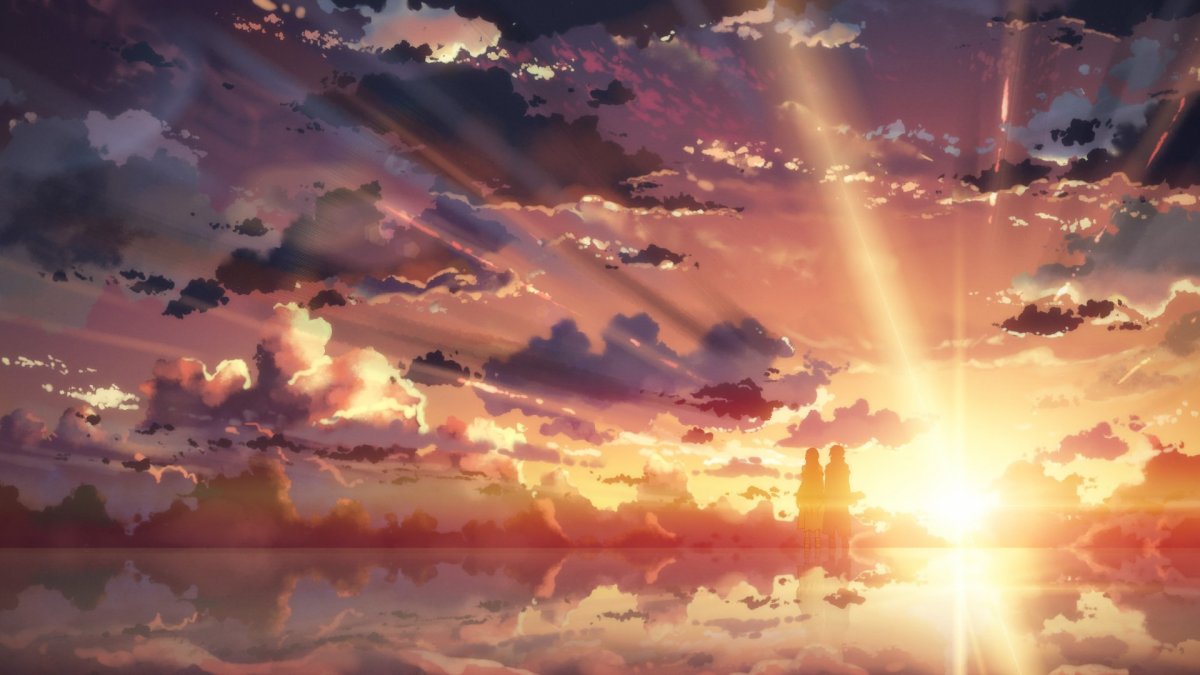Красивый закат аниме