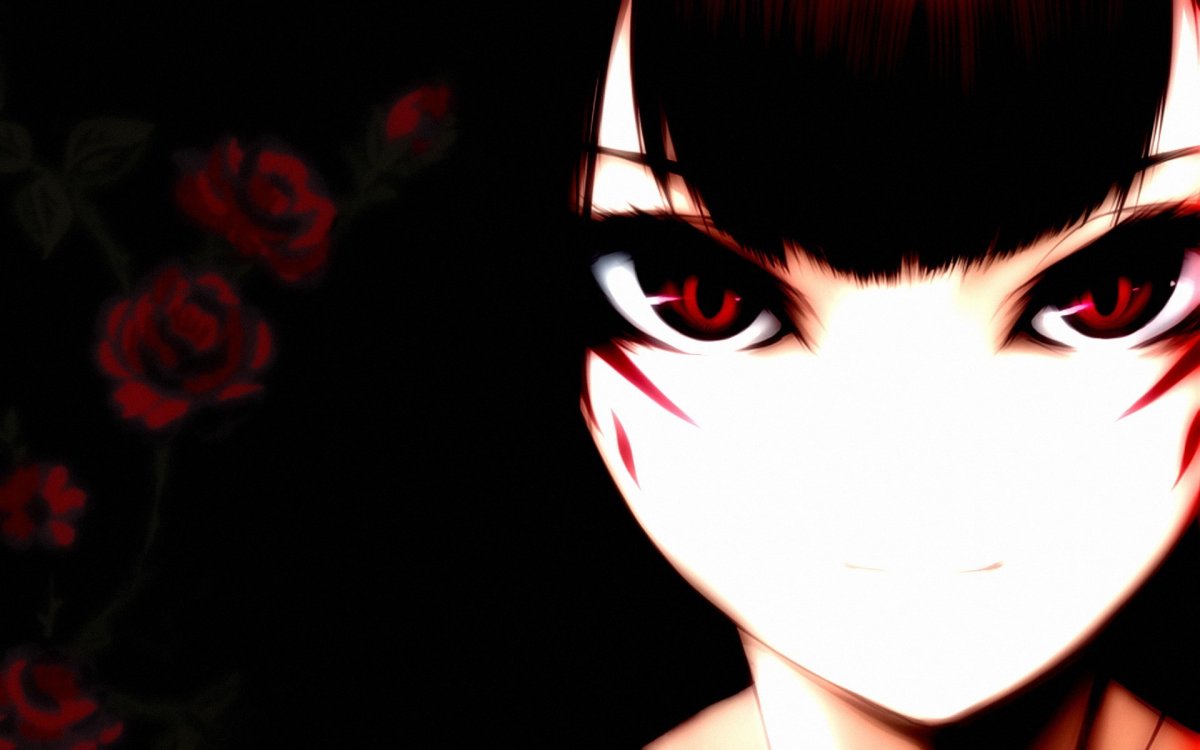 Красные глаза в темноте аниме